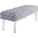 TOV Furniture Sal Woven Velvet Bench | Grey TOV-O57