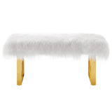 TOV Furniture Sherpa Sheepskin Bench | White/Gold TOV-O64