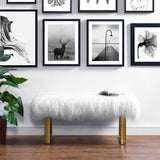 TOV Furniture Sherpa Sheepskin Bench | White/Gold TOV-O64