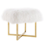 TOV Furniture Nomo Sheepskin Bench | White/Gold TOV-O77