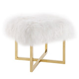 TOV Furniture Nomo Sheepskin Bench | White/Gold TOV-O77