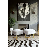 TOV Furniture Nomo Sheepskin Bench | White/Gold TOV-O77