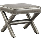TOV Furniture Reese Metallic Ottoman | Silver TOV-O84