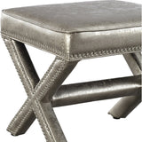 TOV Furniture Reese Metallic Ottoman | Silver TOV-O84