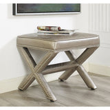 TOV Furniture Reese Metallic Ottoman | Silver TOV-O84