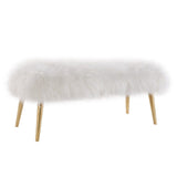 TOV Furniture Churra Sheepskin Bench | White TOV-O88