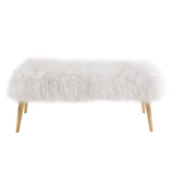 TOV Furniture Churra Sheepskin Bench | White TOV-O88