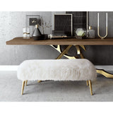 TOV Furniture Churra Sheepskin Bench | White TOV-O88