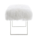 TOV Furniture Sherpa Sheepskin Bench | White/Silver TOV-O92