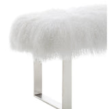 TOV Furniture Sherpa Sheepskin Bench | White/Silver TOV-O92
