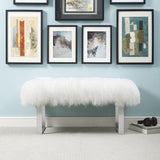 TOV Furniture Sherpa Sheepskin Bench | White/Silver TOV-O92