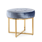 TOV Furniture Layla Shimmery Velvet Ottoman | Blue TOV-OC3716
