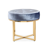 TOV Furniture Layla Shimmery Velvet Ottoman | Blue TOV-OC3716