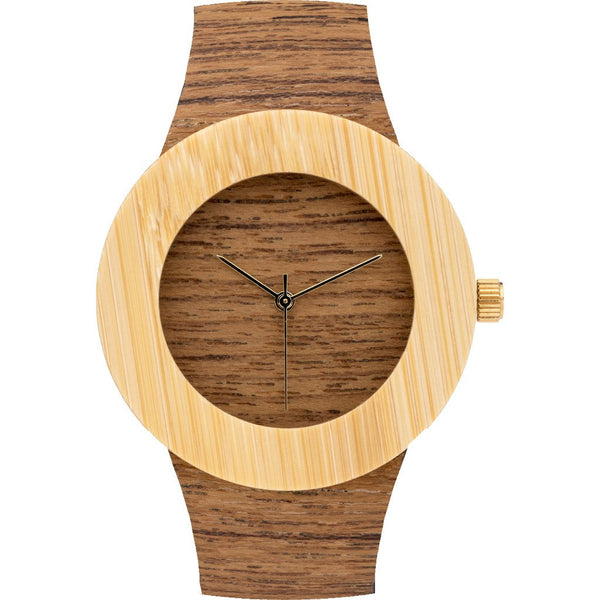 Analog Carpenter Teak & Bamboo Wood Watch | No Markings