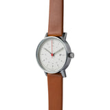 VOID V03D Brushed Round Date White Watch | Light Brown Leather V03D-BR/LB/WH
