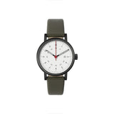 VOID Black Round Black Date Watch | Olive leather V03D-BL/OL/WH
