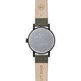 VOID Black Round Black Date Watch | Olive leather V03D-BL/OL/WH