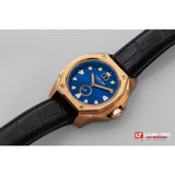 Lum-Tec V13 18K Gold PVD Coated Watch - Black Croc Leather Strap