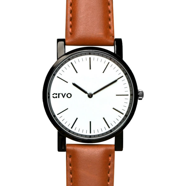 Arvo White Timeus Edison Watch | Black/Brown WTEBR