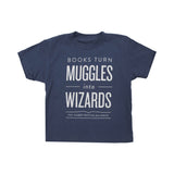 Out of Print Books Turn Muggles into Wizards Kid's T-Shirt | Blue 2 YR Y-2045