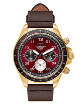 Vestal ZR-2 Italian Leather Watch | Dark Brown/Gold/Burgundy
