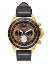 Vestal ZR-2 Italian Leather Watch | Black/Gold/Orange