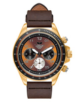 Vestal ZR-2 Italian Leather Watch | Dark Brown/Gold/Orange