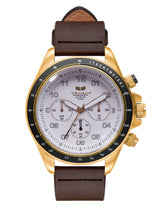 Vestal ZR-2 Italian Leather Watch | Dark Brown/Gold/White