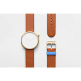bulbul Ore 05 Men's Watch | Matte Golden Steel on Brown Italian Leather