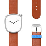 bulbul Pebble 03 Men's Watch | Matte Steel on Brown Italian Leather