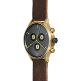 Cronometrics The Engineer PVD Gold Watch | Dark Brown Italian Leather CM02WL19