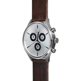 Cronometrics The Engineer Brushed Steel Watch | Dark Brown Italian Leather CM02WL12