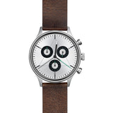 Cronometrics The Engineer Brushed Steel Watch | Dark Brown Italian Leather CM02WL12