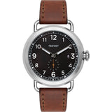 Tsovet SVT-CV43 Swiss Quartz Steel & Matte Black Watch | Brown Leather