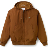 Lacoste Men's Short Hooded Zippered Quilted Cotton Twill Jacket | Dark Renaissance Brown