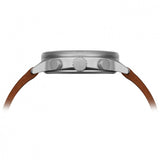 Tsovet SVT-DE40 Swiss Quartz Chronograph Silver & White Watch | Brown Leather