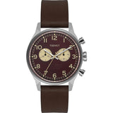 Tsovet SVT-DE40 Chronograph Silver & Burgundy Watch | Brown Leather DE113012-43