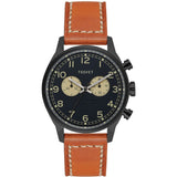 Tsovet SVT-DE40 Matte Black Chronograph Watch | Tan Leather DE331013-43