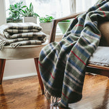 Faribault Hatchet Plaid Wool Throw | Olive 10420 50x72