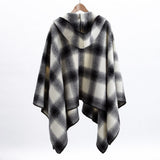 Faribault Hooded Buffalo Ridge Wool Cape Sweater | Natural/Black 17184 One Size