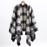 Faribault Hooded Buffalo Ridge Wool Cape Sweater | Natural/Black 17184 One Size