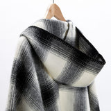 Faribault Hooded Buffalo Ridge Wool Cape Sweater | Natural/Black 17184 One Size