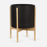 Modernica Ceramic Large Cylinder Planter | Charcoal