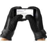 Mujjo Leather Crochet Touchscreen Gloves | Black