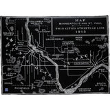 Faribault Saint Paul Map Wool Throw | Black 18600 50x65