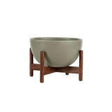 Modernica Case Study Tabletop Bowl With Wood Stand | Pebble CER-W-BWL-8-4-BWA-PEB