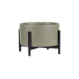 Modernica Case Study Tabletop Cylinder With Metal Stand | Pebble CER-W-CYL-9.5-5-MET-PEB