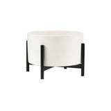 Modernica Case Study Tabletop Cylinder With Metal Stand | White CER-W-CYL-9.5-5-MET-CHR