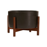 Modernica Case Study Walnut Desk Top Cylinder Wood Base | Charcoal CER-W-CYL-6-3-BWA-CHR