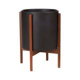 Modernica Case Study X-Lagre Cylinder with Wood Stand | Charcoal CER-W-CYL-14.5-14-BWA-CHR